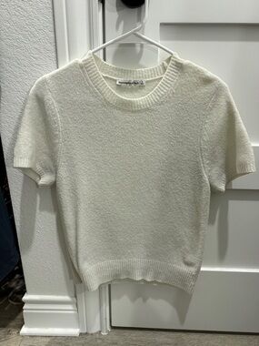Abercrombie & Fitch Cream Short-Sleeve Crew Sweater
